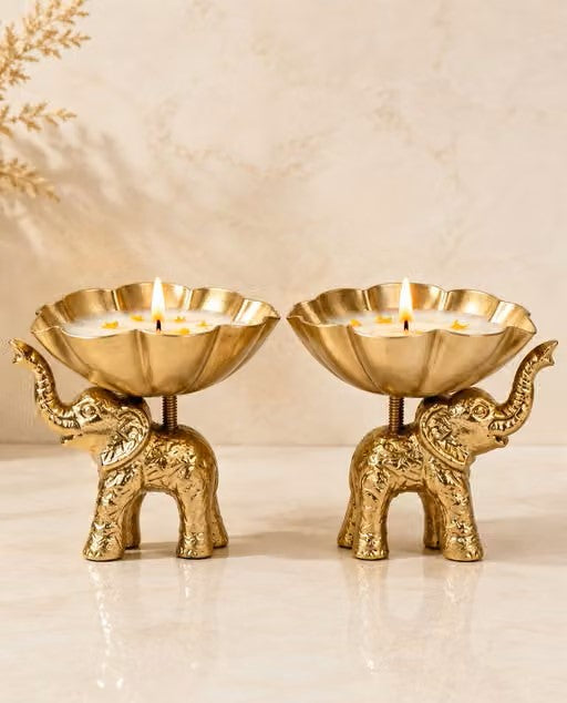 Set of 2 Decorative Elephant Diya