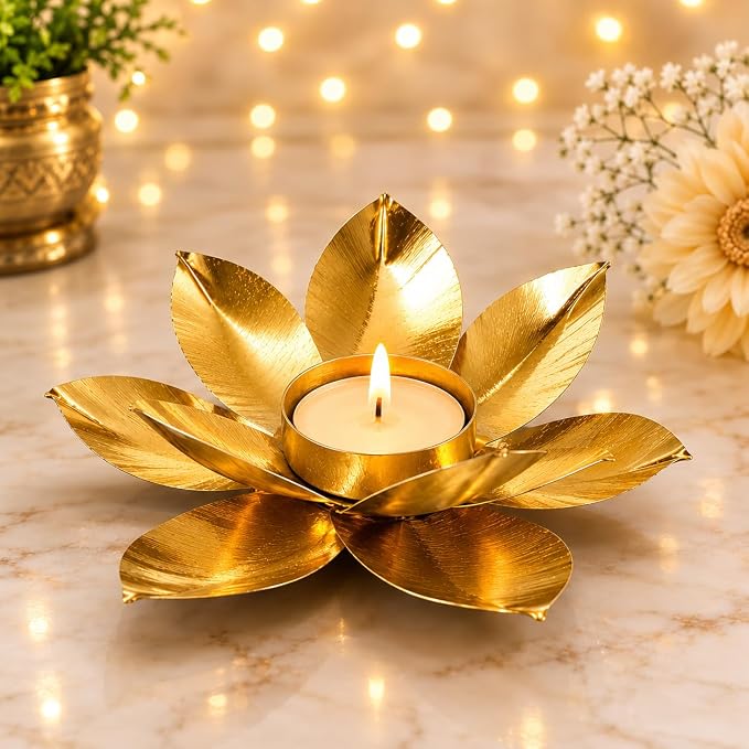Gold Lotus Flower Candle Holder [ Pack 0f 4 ]