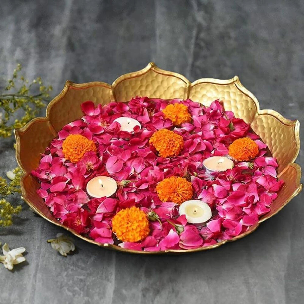 Premium Lotus Shape Flower Decorative Urli Bowl