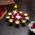 Traditional Peacock Metal Urli with Tea Light Candle Holder