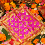 Premium Pink Mata Chunri | Hot Pink and Golden | 26X10 inch