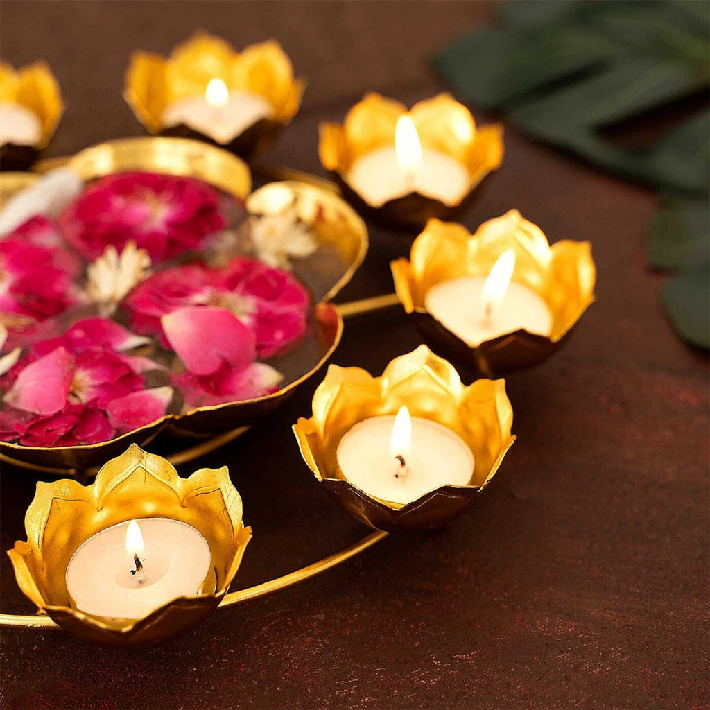 Traditional Peacock Metal Urli with Tea Light Candle Holder