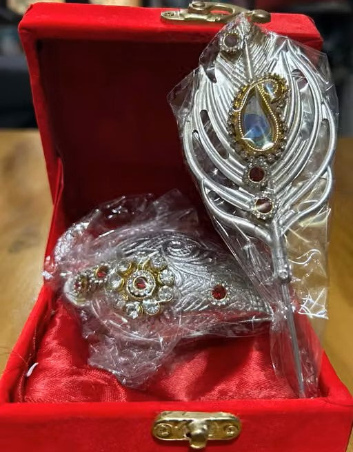 German silver Kumkum Box Tilak Stick