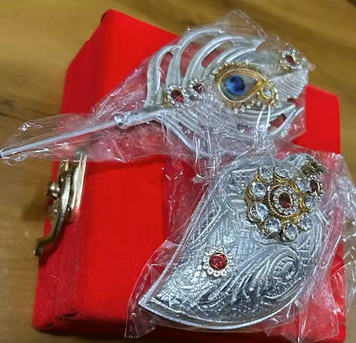 German silver Kumkum Box Tilak Stick