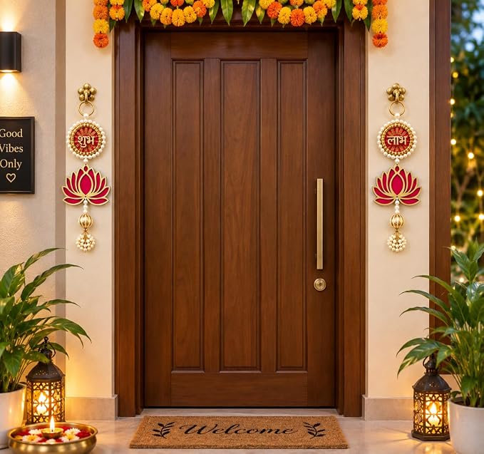 Shubh Labh Lotus Door Hanging Set of 2