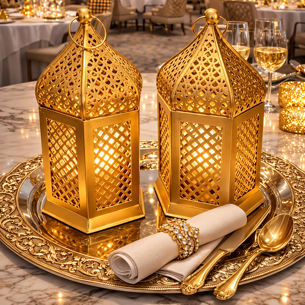 Premium Golden Decorative Metal Lantern