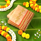 Golden Floral Embroidered Mata Chunri | 41.5 x 18 inch