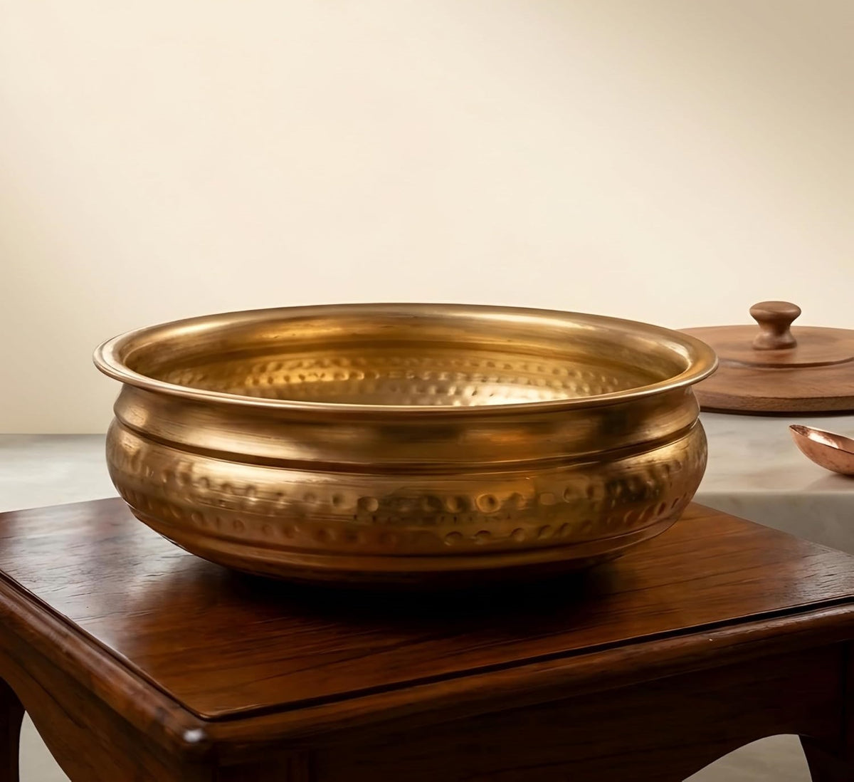 Handcrafted Brass Urli Bowl for Floating Flowers and Tealight Candles