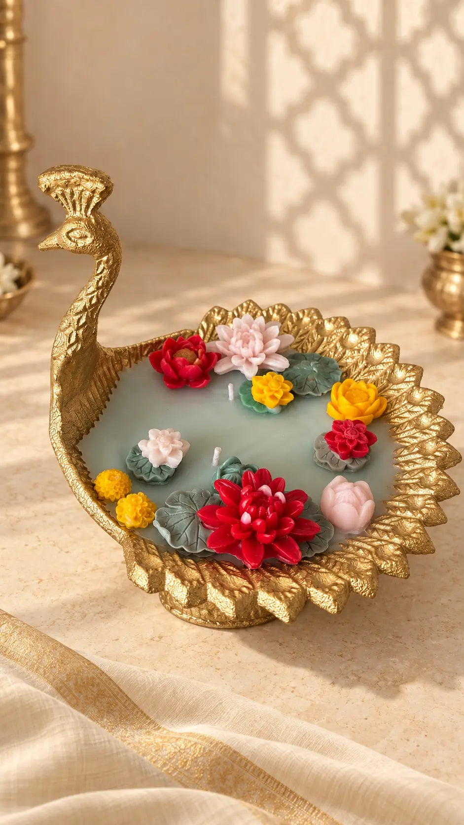 Peacock Pond Urli Candle